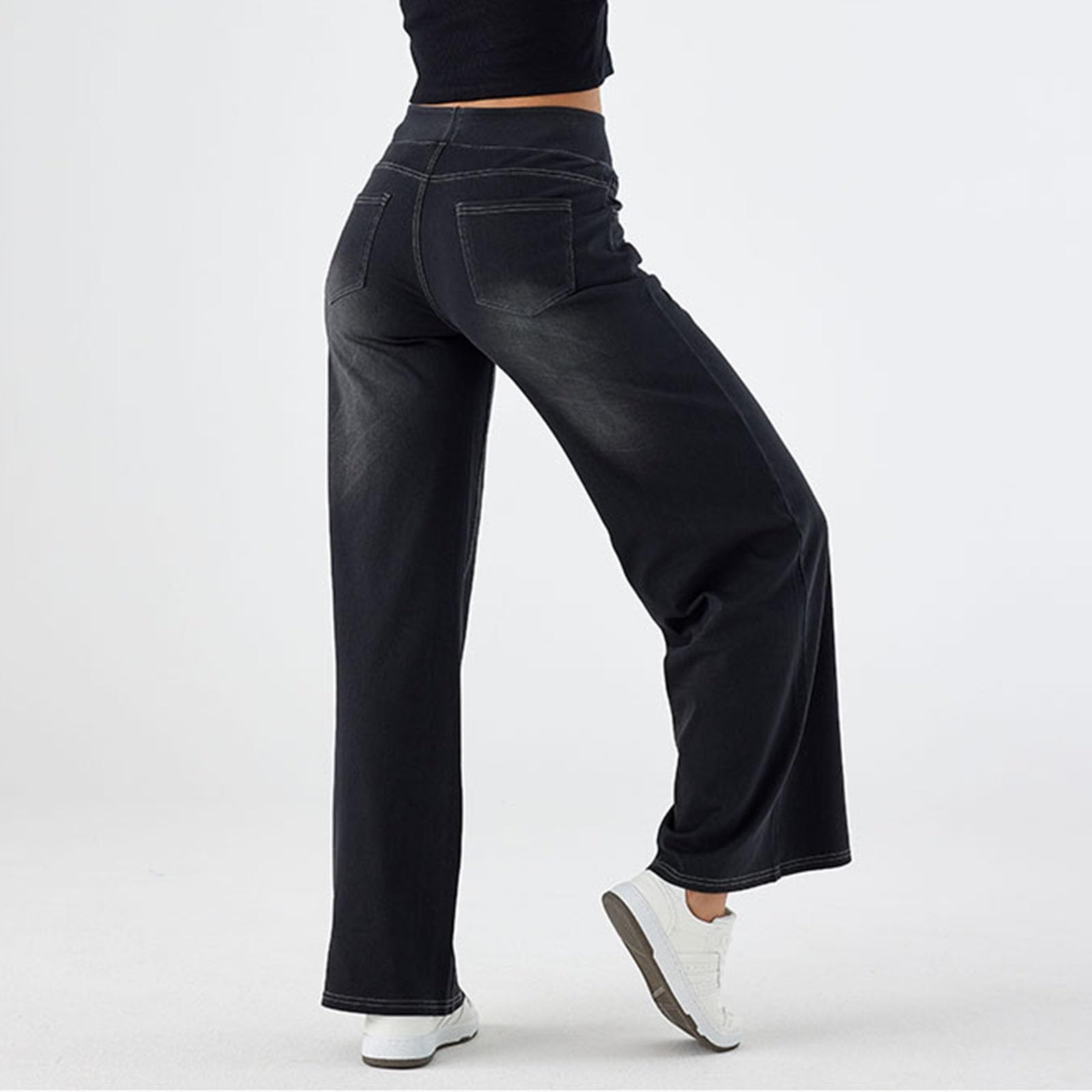 2026🔥FlexTM High Waisted Multiple Pockets Washed Stretchy Knit Casual Bootcut Jeans