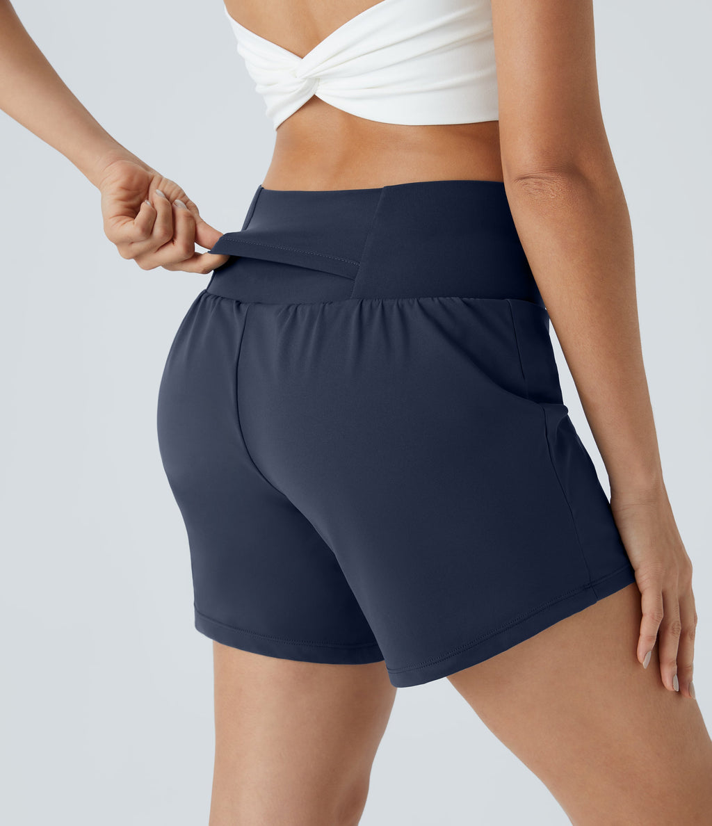 2026🔥UK Super High Waisted Back Pocket & Side Hidden Pocket 2-in-1 Yoga Shorts