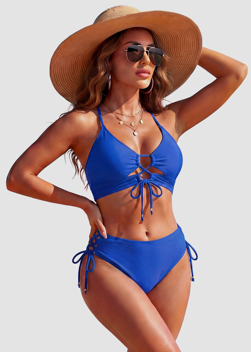 Tie-Front Push-Up Halter Bikini Set