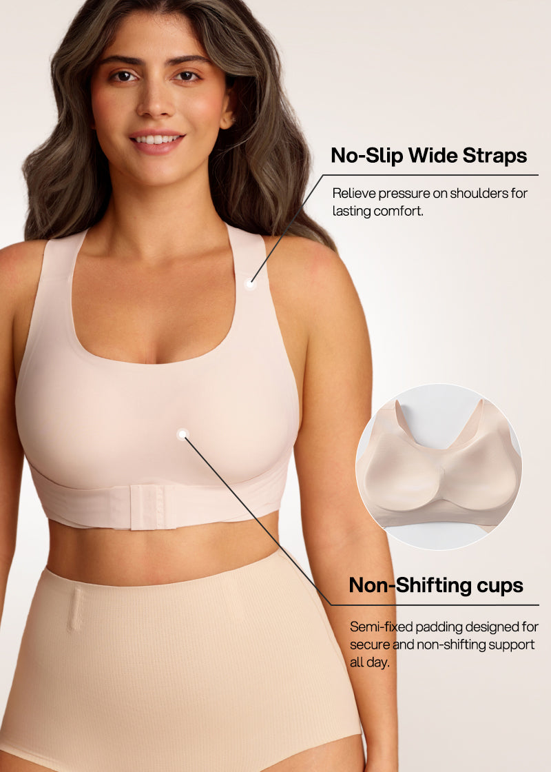 Front Closure Cross-Back Wireless Posture Bra