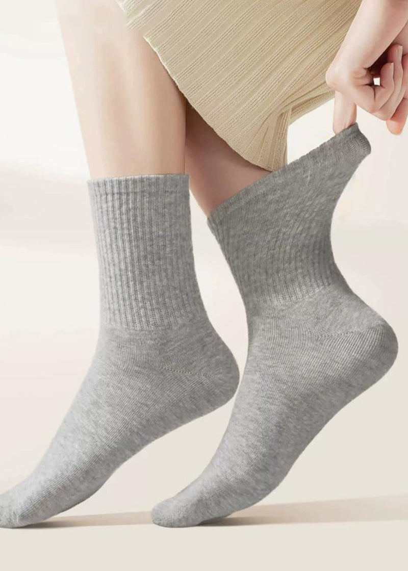 Ribbed Knit Cotton Crew Socks