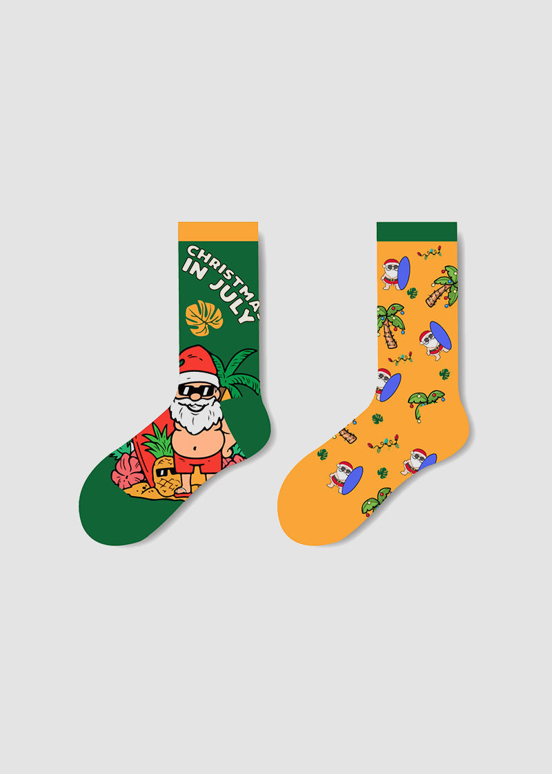 Festive Mismatched Christmas Crew Socks - 4 Pairs
