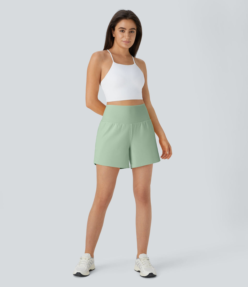 2026🔥UK Super High Waisted Back Pocket & Side Hidden Pocket 2-in-1 Yoga Shorts