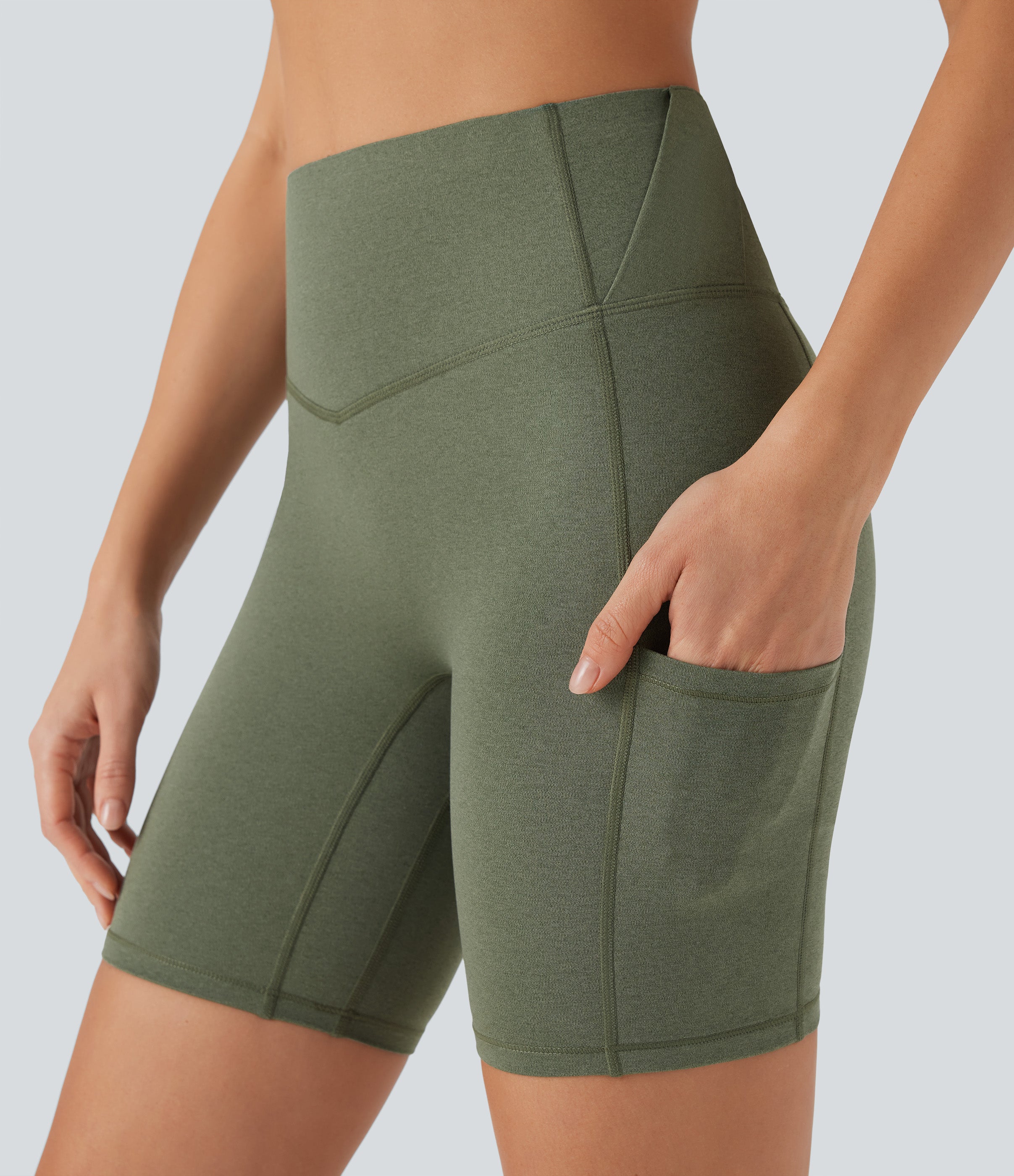 SoCinched High Waisted Tummy Control Loop Quick Dry Yoga Biker Shorts 7'' with Pockets