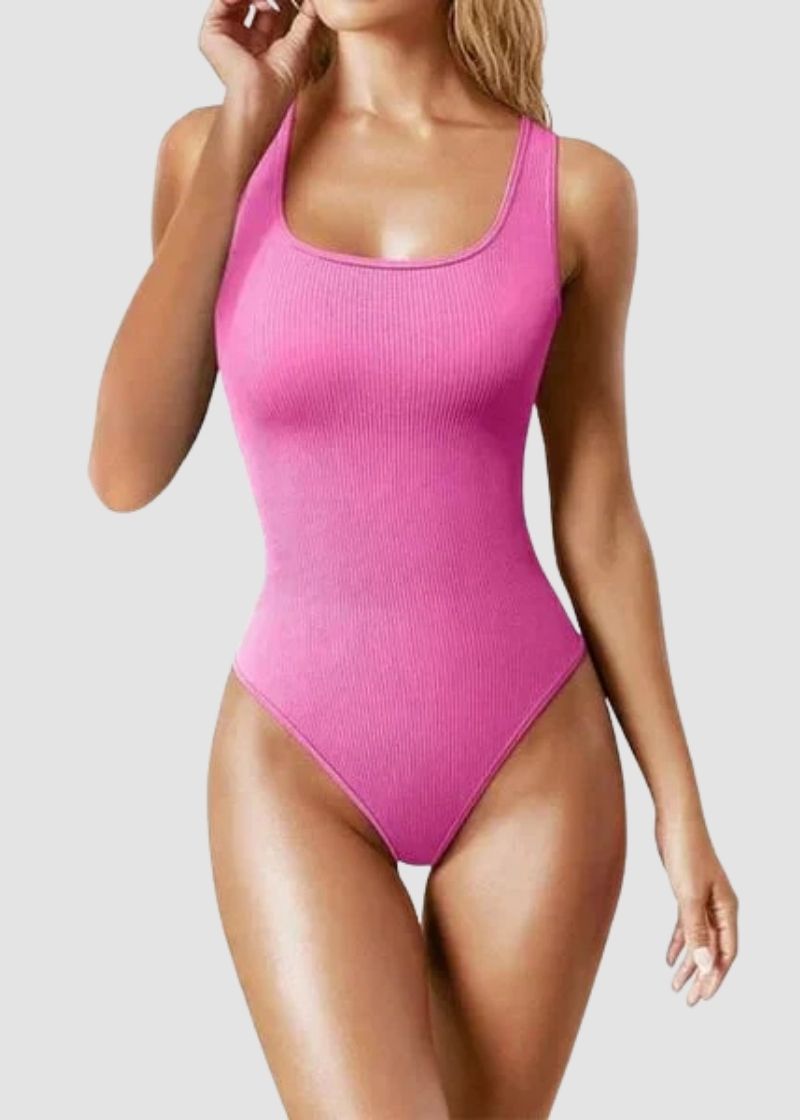 Ribbed Sleeveless Square Neck Tank Top Bodysuit