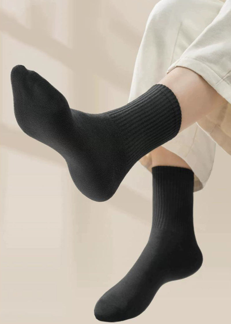 Ribbed Knit Cotton Crew Socks