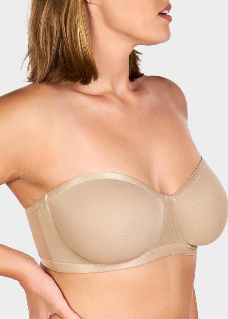 Strapless Mesh Underwire Balconette Bra