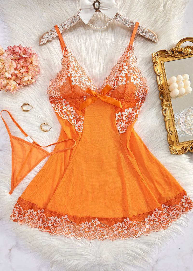 Sexy Sheer Lace Nightgown with G-String