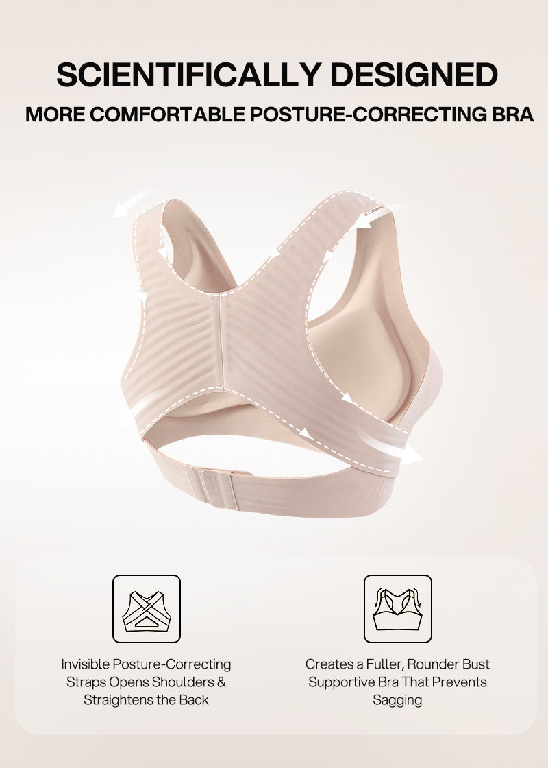 Front Closure Cross-Back Wireless Posture Bra