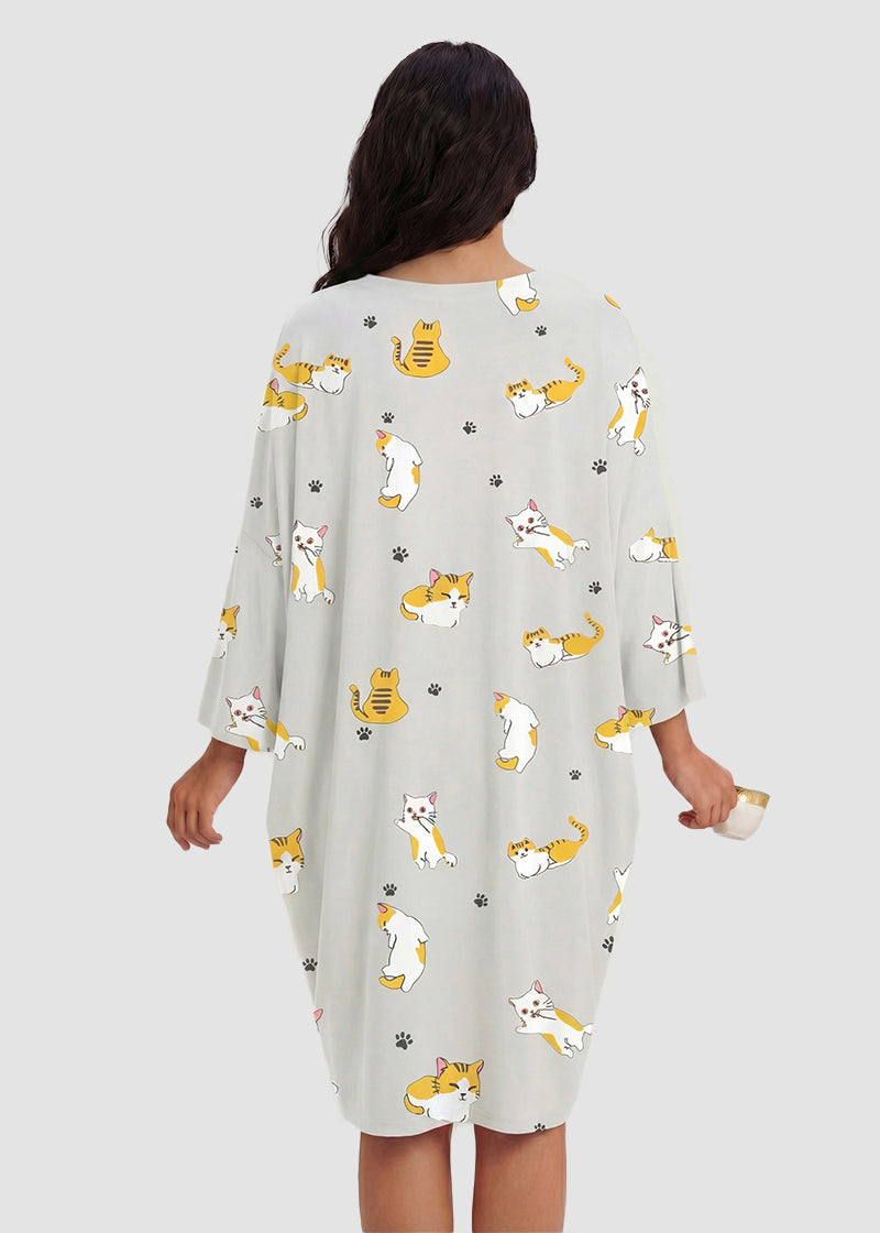 Plus Size Ultra-Soft Oversized Shirt Sleepwear with Pockets