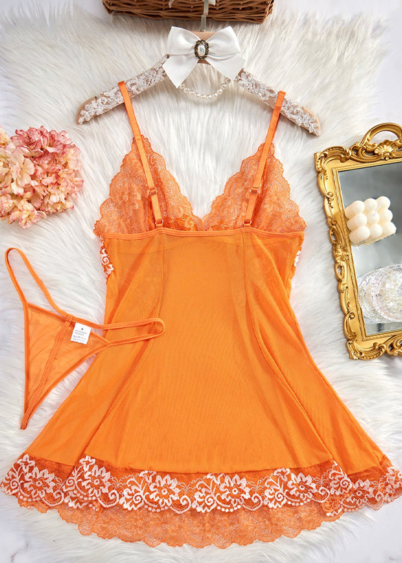 Sexy Sheer Lace Nightgown with G-String