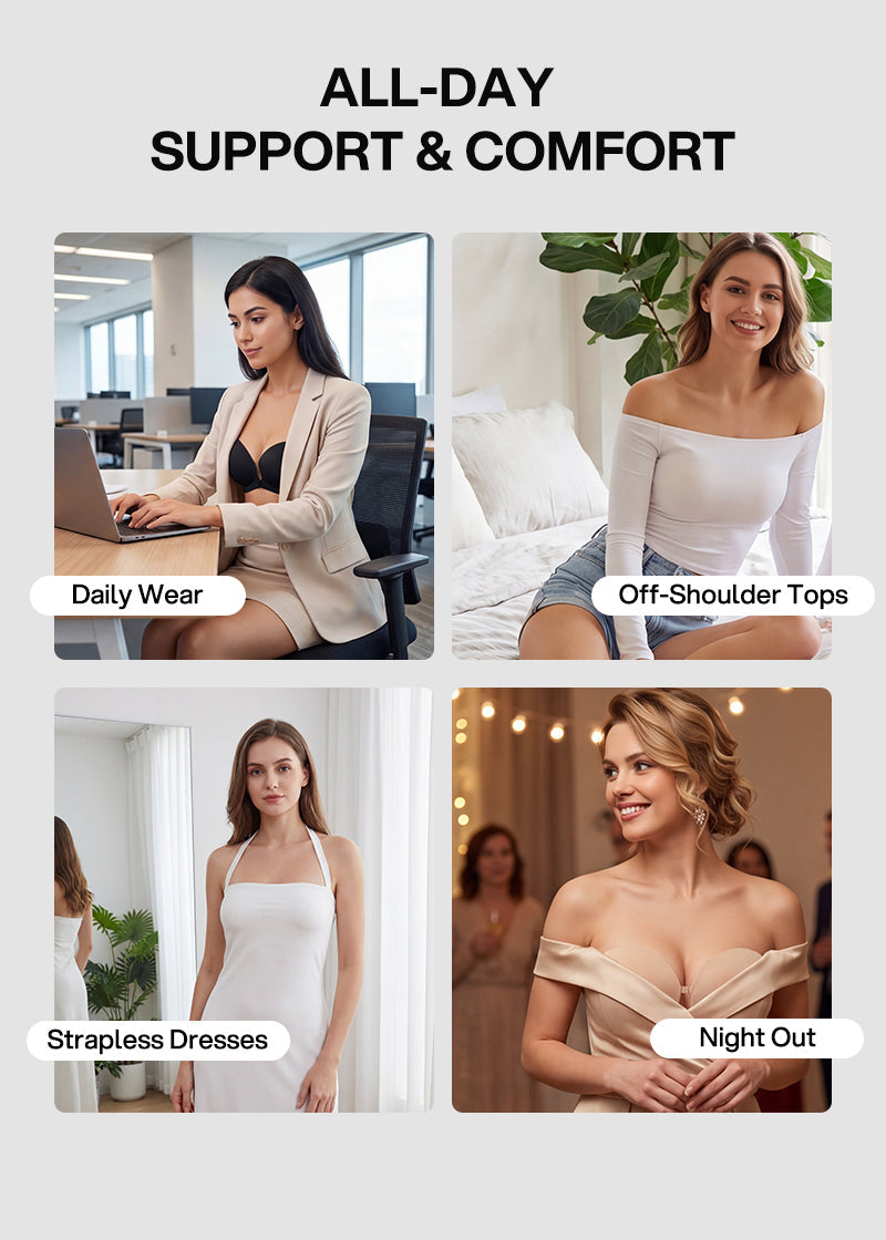 Front Closure No-Slip Supportive Fit Strapless Bra