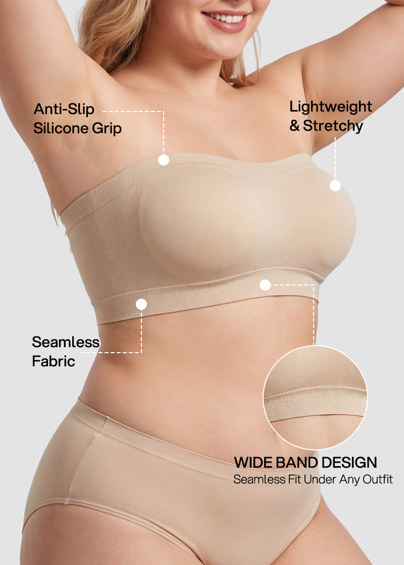 Stay‑Put Wireless Seamless Bandeau Bra