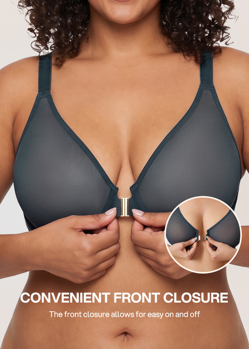 Front Closure Mesh Support Bra