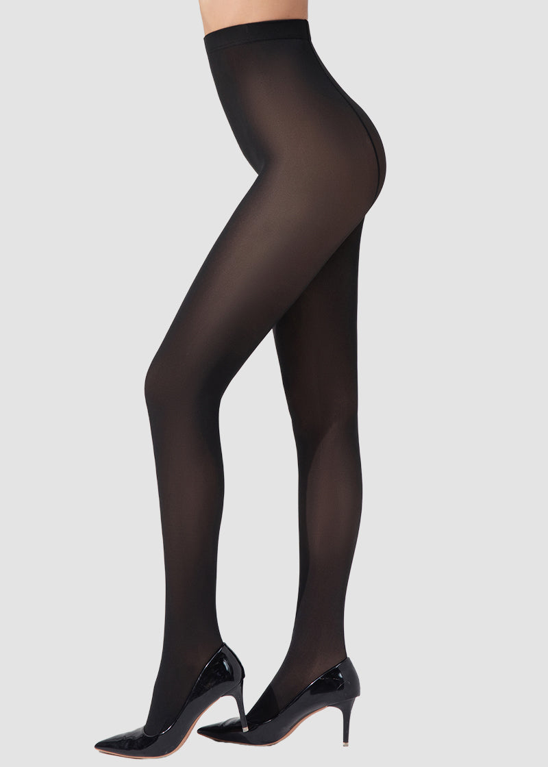 Slimming Semi-Sheer Black Tights