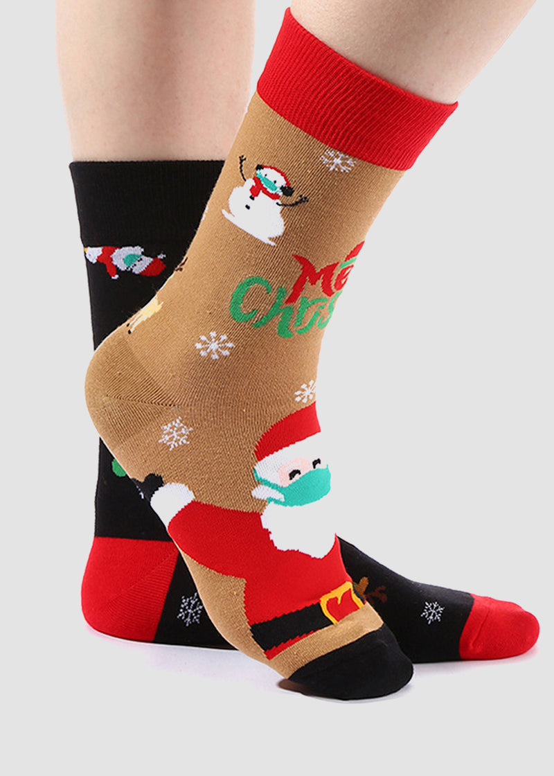 Festive Mismatched Christmas Crew Socks - 4 Pairs