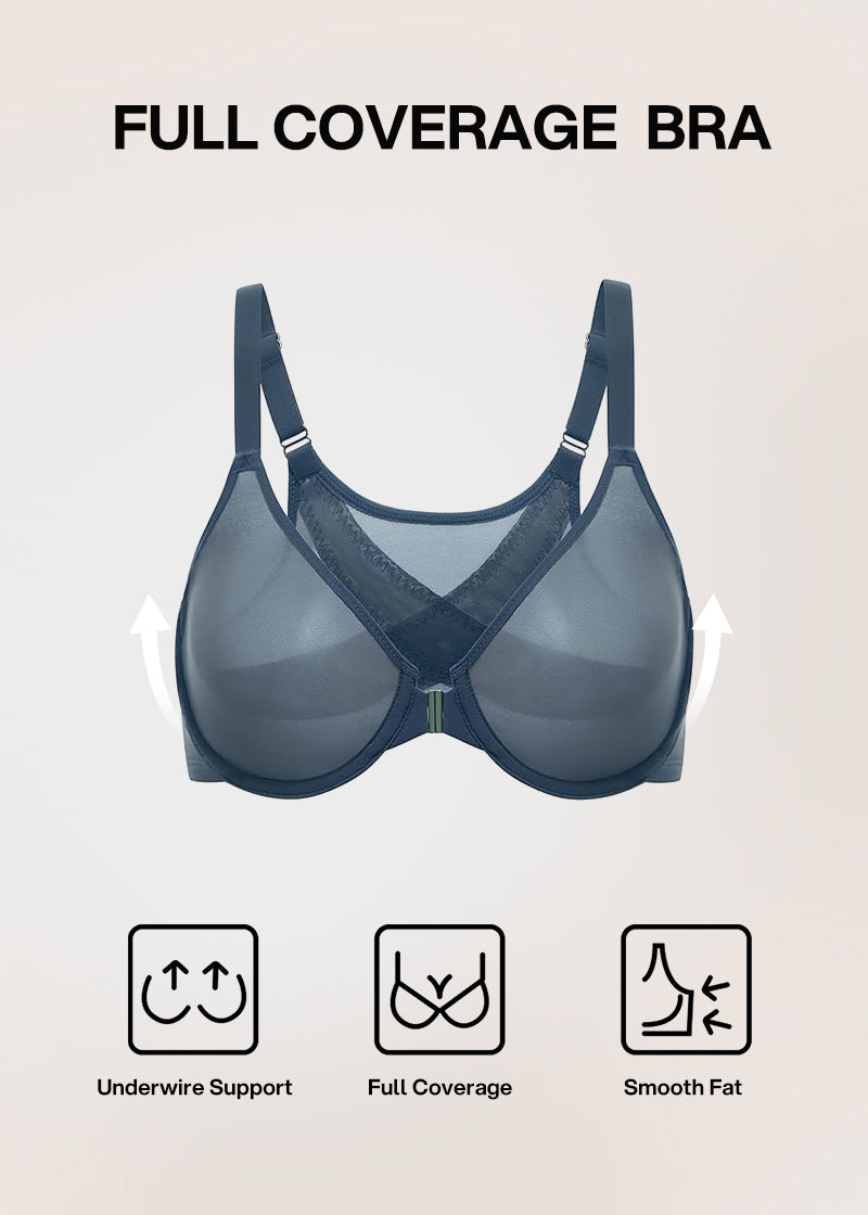 Front Closure Mesh Support Bra