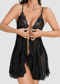 Sexy Lace Mesh See-Through Nightgown with Matching Thong