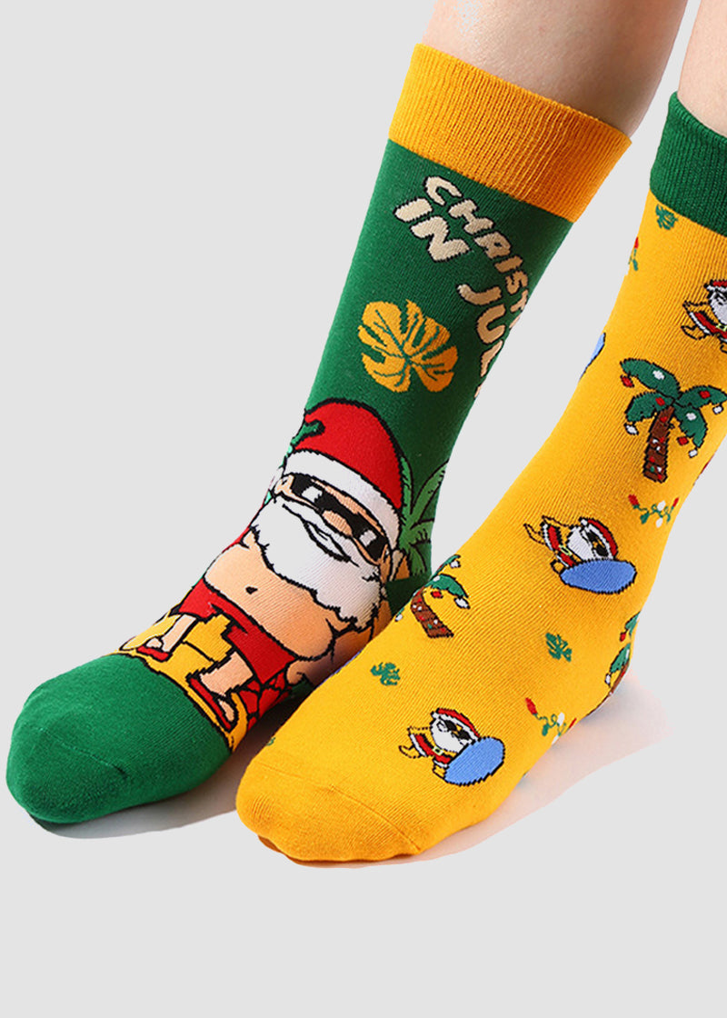 Festive Mismatched Christmas Crew Socks - 4 Pairs