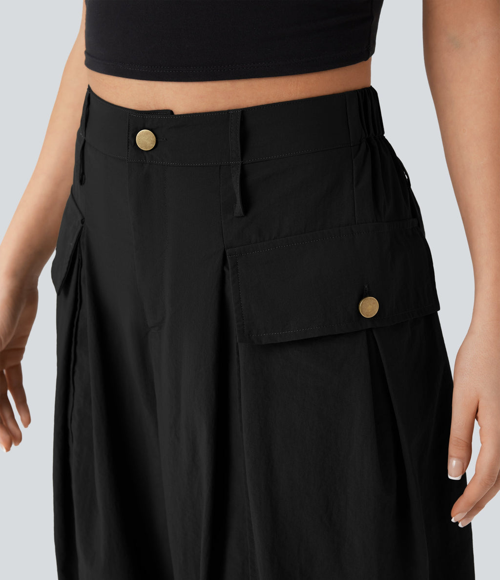 High Waisted Flap Pockets Casual Cargo Joggers