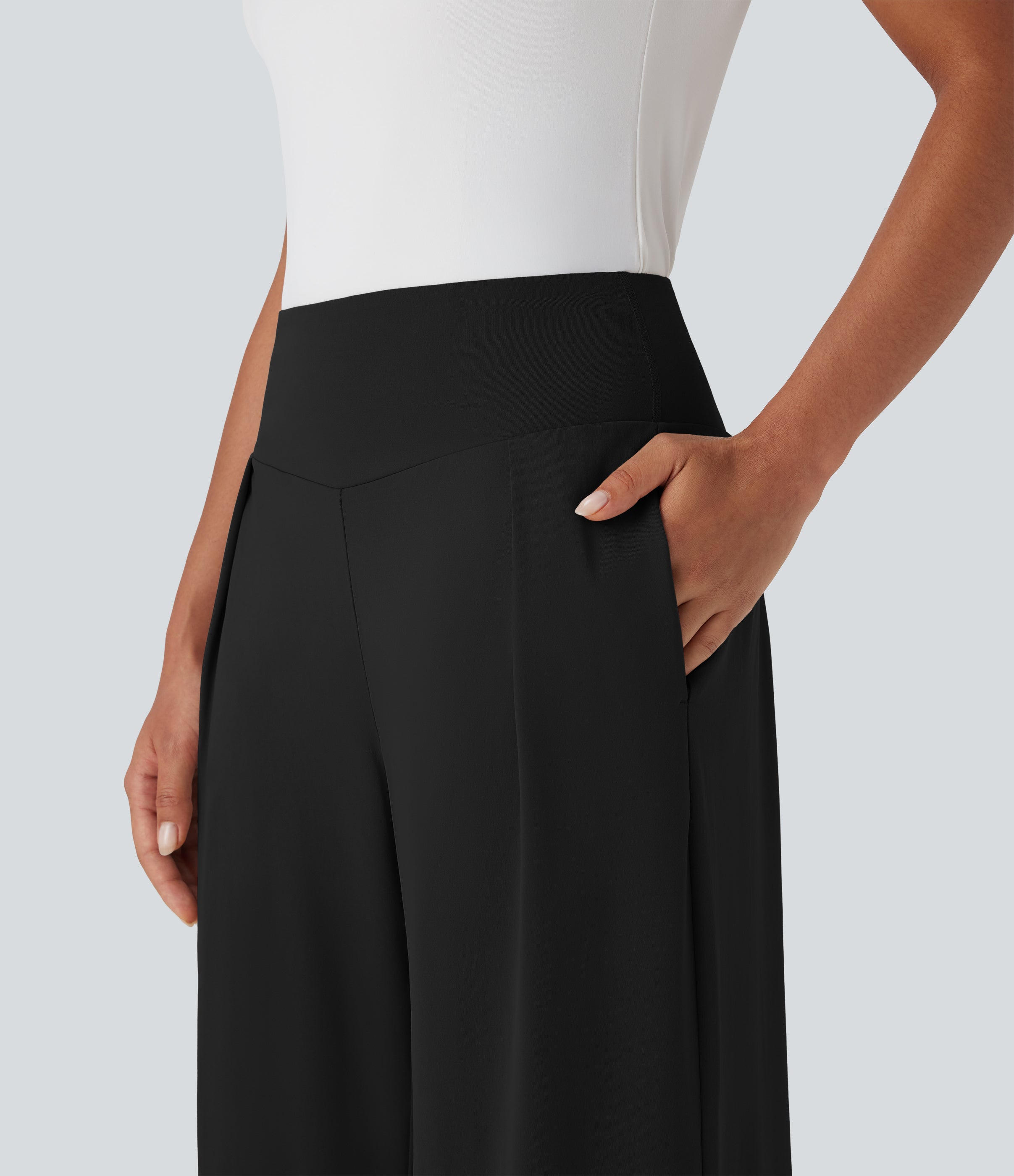 High Waisted Wide Leg Casual Pants with Pockets
