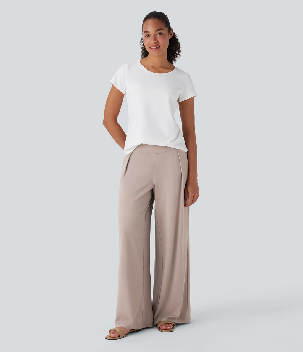 High Waisted Wide Leg Casual Pants with Pockets