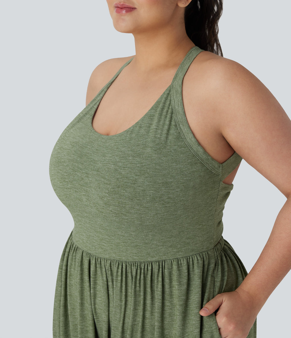 Backless Twisted Harem Casual Plus Size Jumpsuit with Side Pocket-Easy Peezy Edition