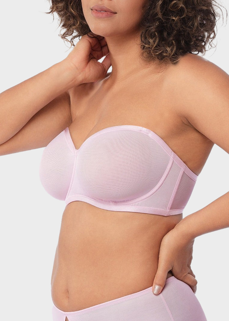 Strapless Mesh Underwire Balconette Bra