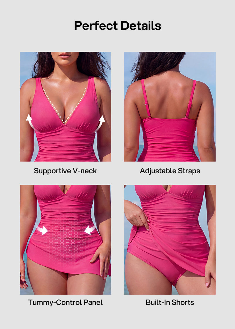 SculptSkin™ FlowFlair Side Tie Swim Dress
