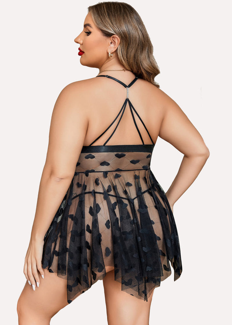 Plus Size Lace Nightdress with Front Slit