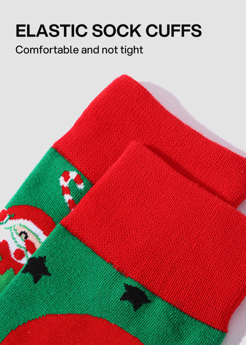 Festive Mismatched Christmas Crew Socks - 4 Pairs
