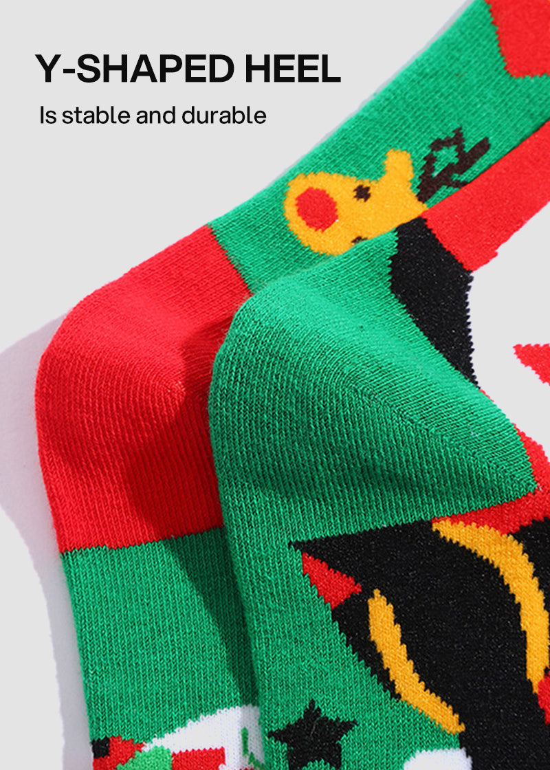 Festive Mismatched Christmas Crew Socks - 4 Pairs