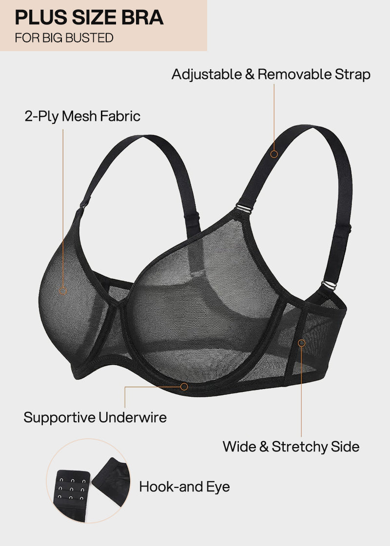 Seamless Mesh Unlined Underwire Bra