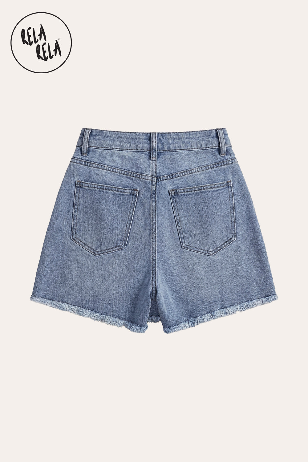 Multi-Button Stretchy Mid Rise Denim Skorts in Blue