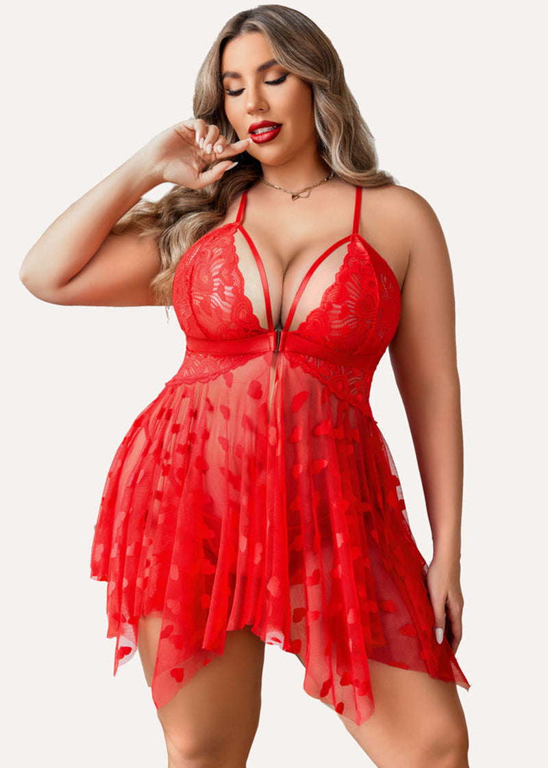 Plus Size Lace Nightdress with Front Slit