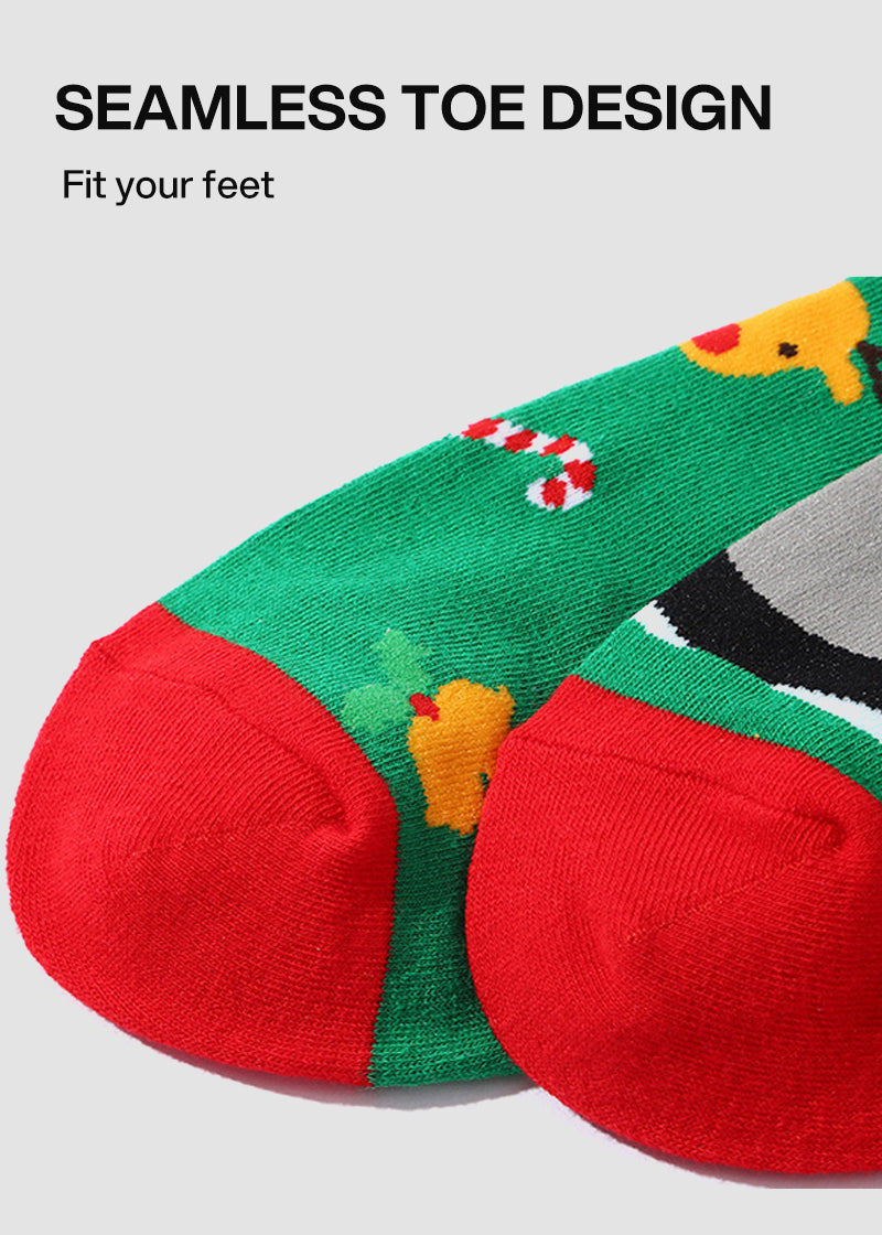 Festive Mismatched Christmas Crew Socks - 4 Pairs