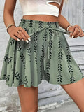 Women's All Over Print Knot Front Shorts, Graphic Print Shorts, Casual Fashionable Shorts for Summer, Women's Bottoms for Daily Wear
