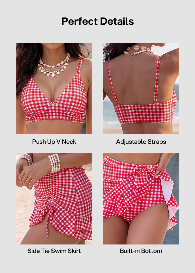 High-Waisted Gingham Bikini Set