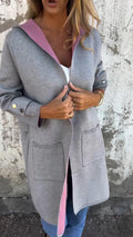 Women Round Neck Hooded Casual Jacket