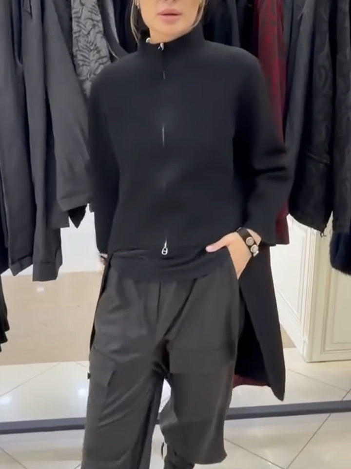 Women's Casual Trousers and Asymmetrical Long Top