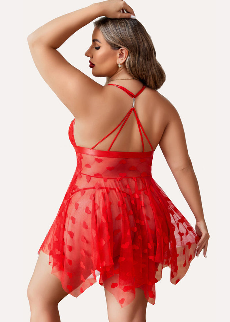 Plus Size Lace Nightdress with Front Slit