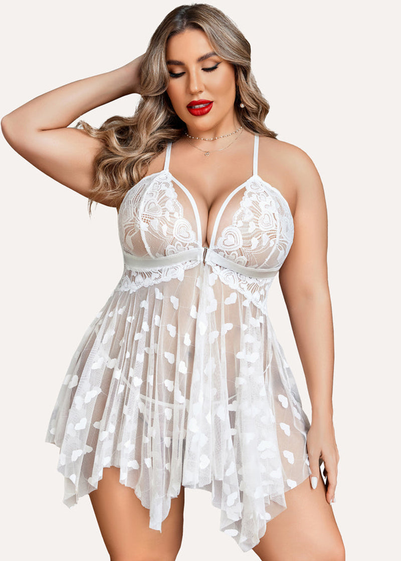 Plus Size Lace Nightdress with Front Slit