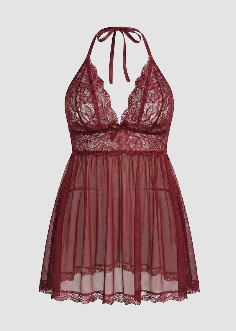 Women’s Plus Size Lace Babydoll – Mesh Chemise Sleepwear