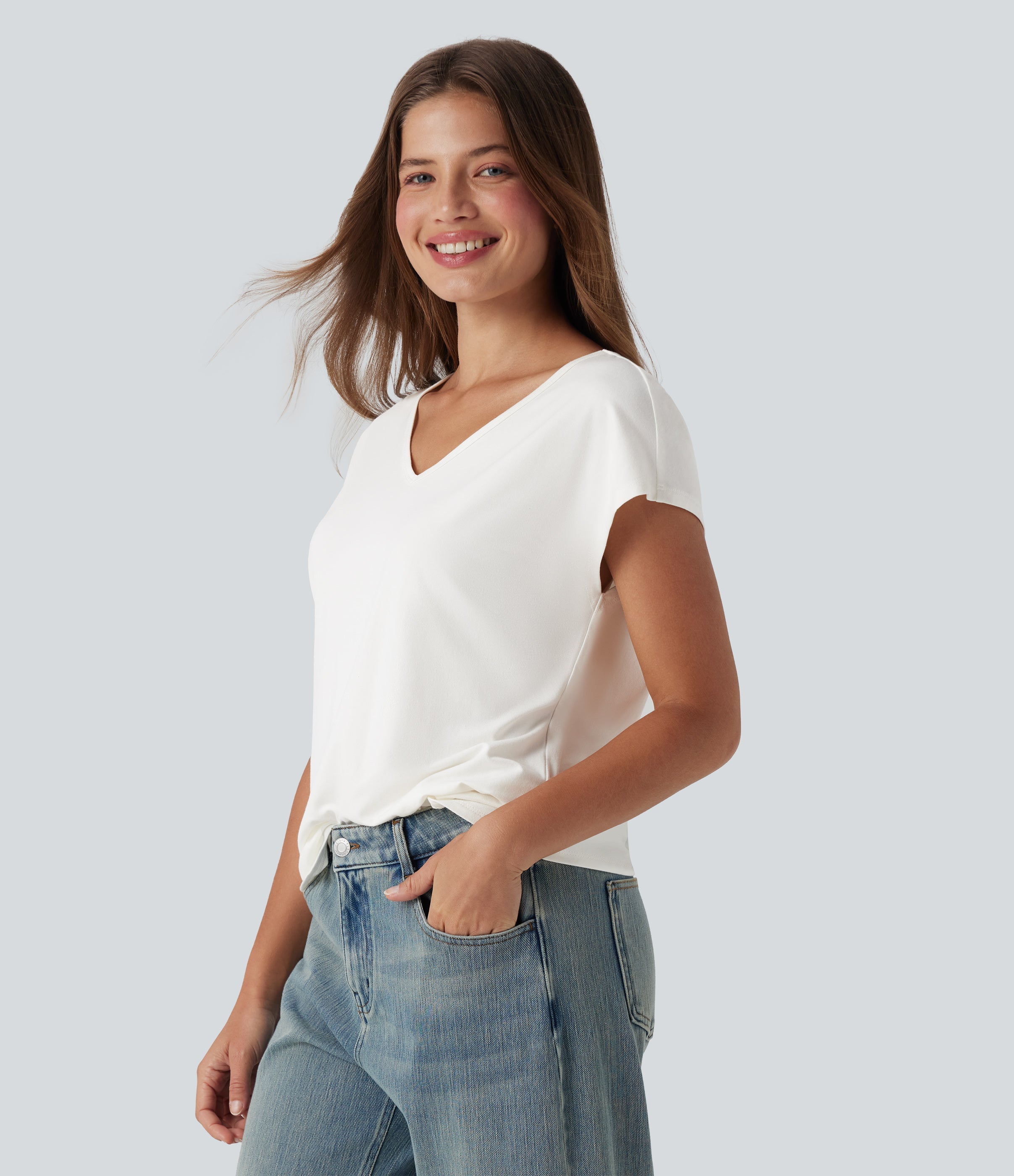 V Neck Short Sleeve Casual T-Shirt
