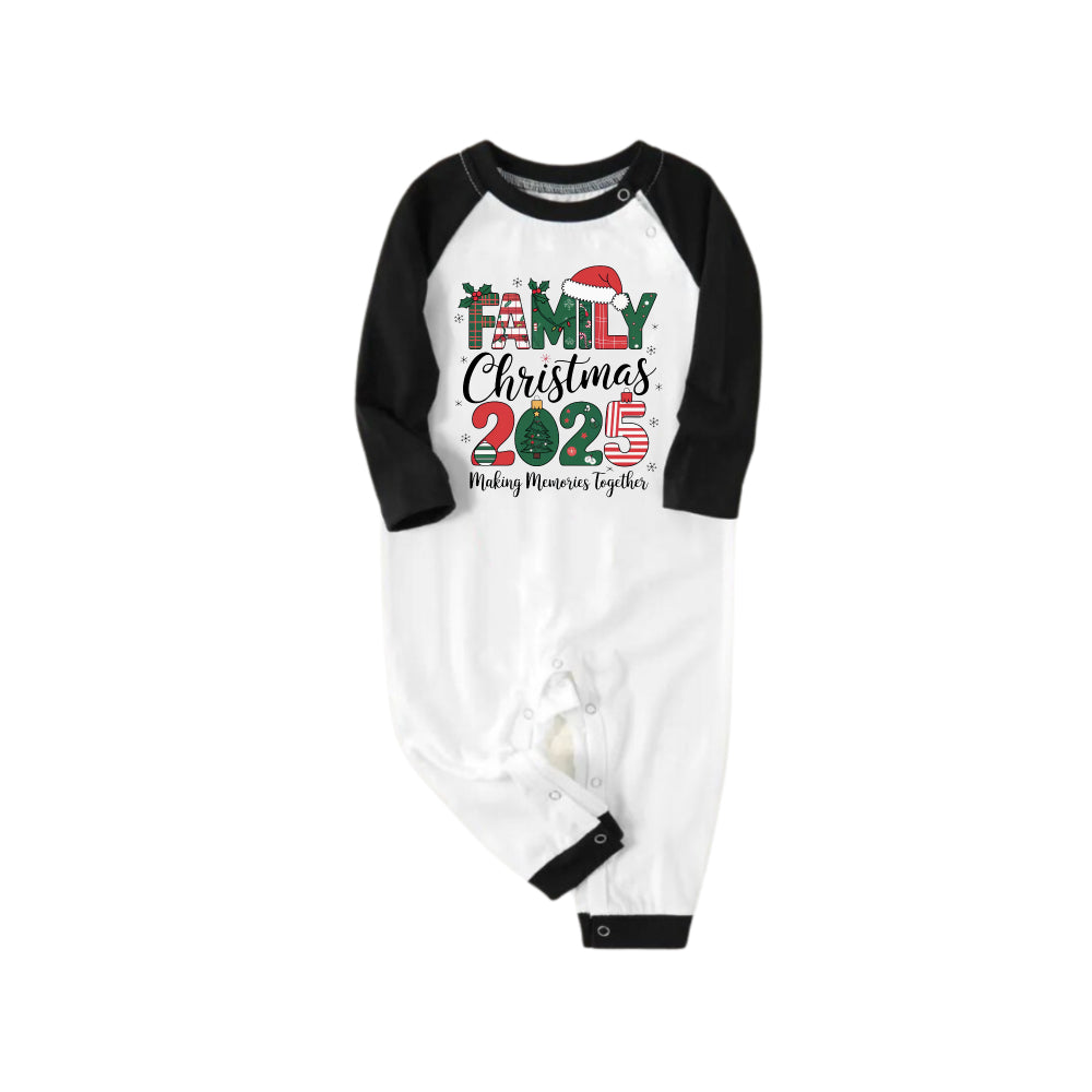 Black Raglan Top Green Plaid Christmas Pajamas Set With Holiday Lettering