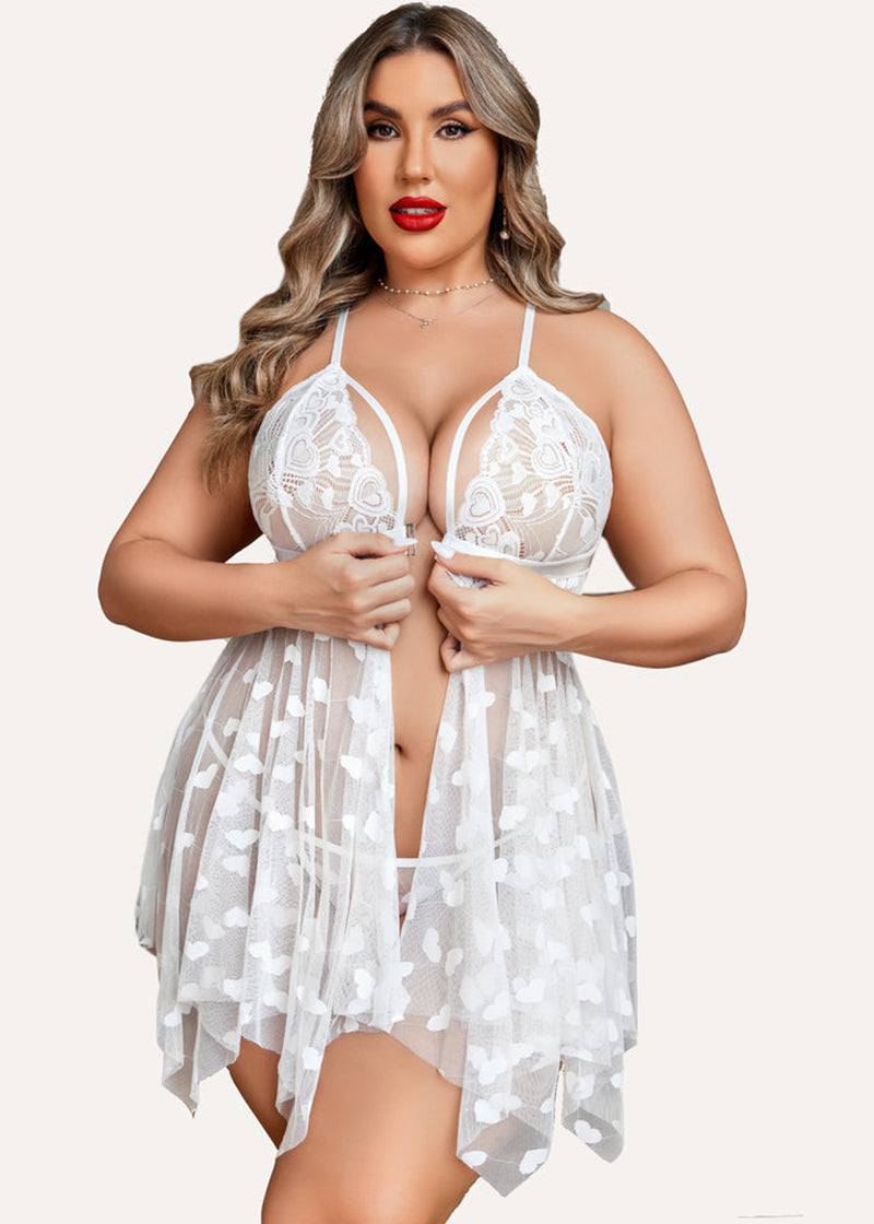 Plus Size Lace Nightdress with Front Slit