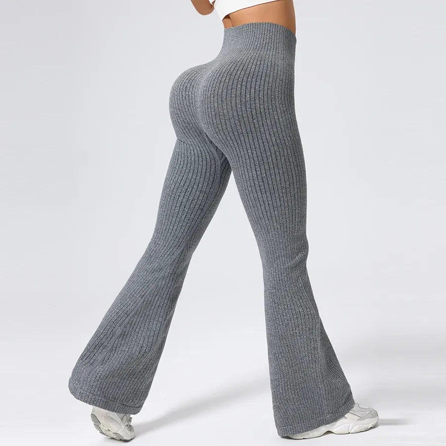 Breathable Flared Trousers Yoga-to-Street Chic Athleisure Fitness Pants Trendy Women's High-Waisted Yoga Gym Wear 4-Way Stretch