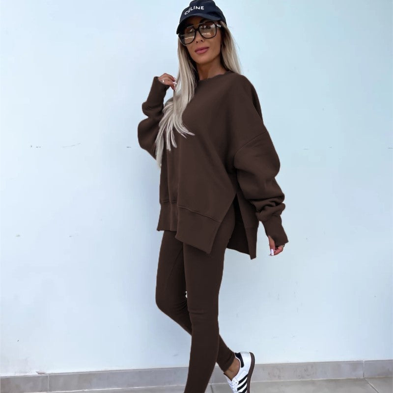 2025 New Suits Casual Loose Tops Leggings 2-piece Set Women's Sweatshirt Autumn And Winter Suits Fashionable Women