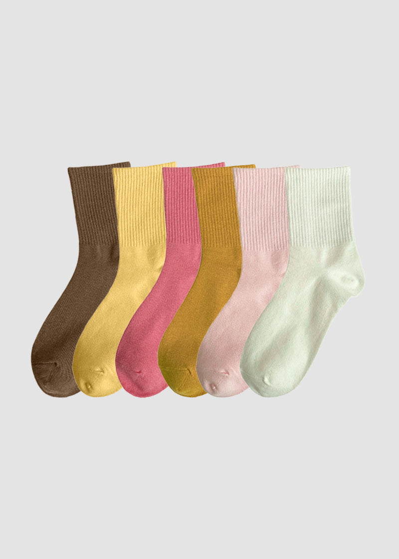 Ribbed Knit Cotton Crew Socks