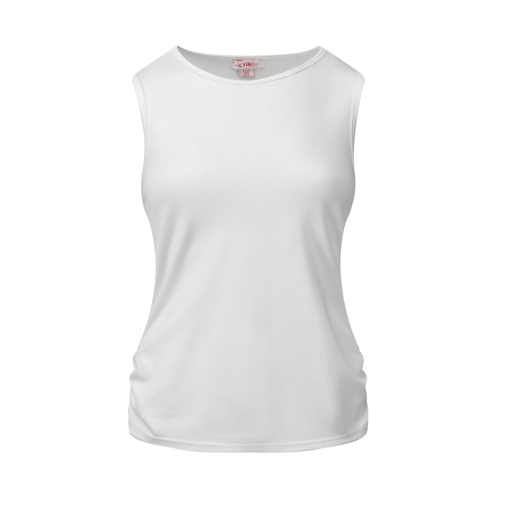 Classic White Sleeveless Crew Neck Top